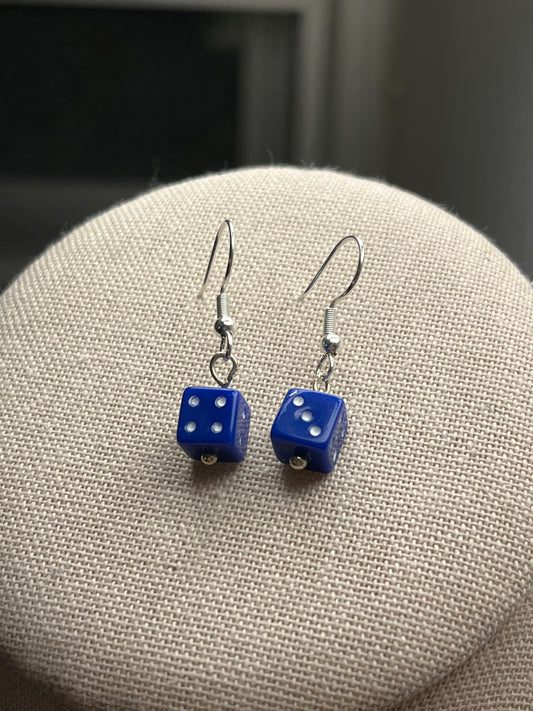 Blue Dice Earrings