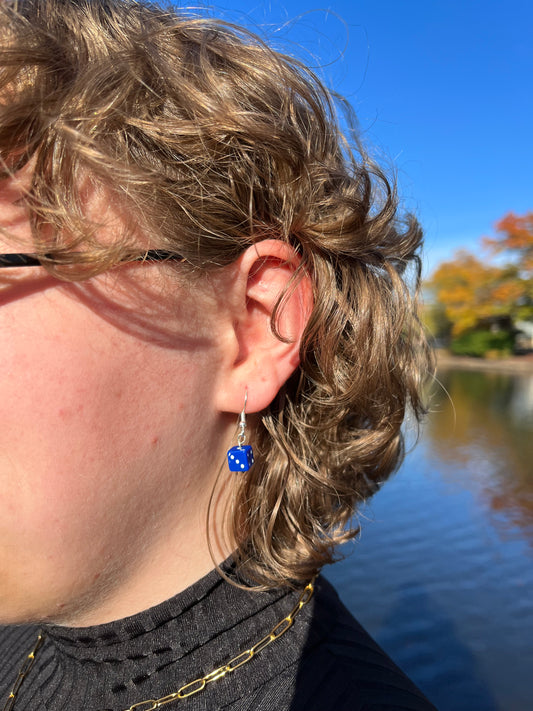 Blue Dice Earrings